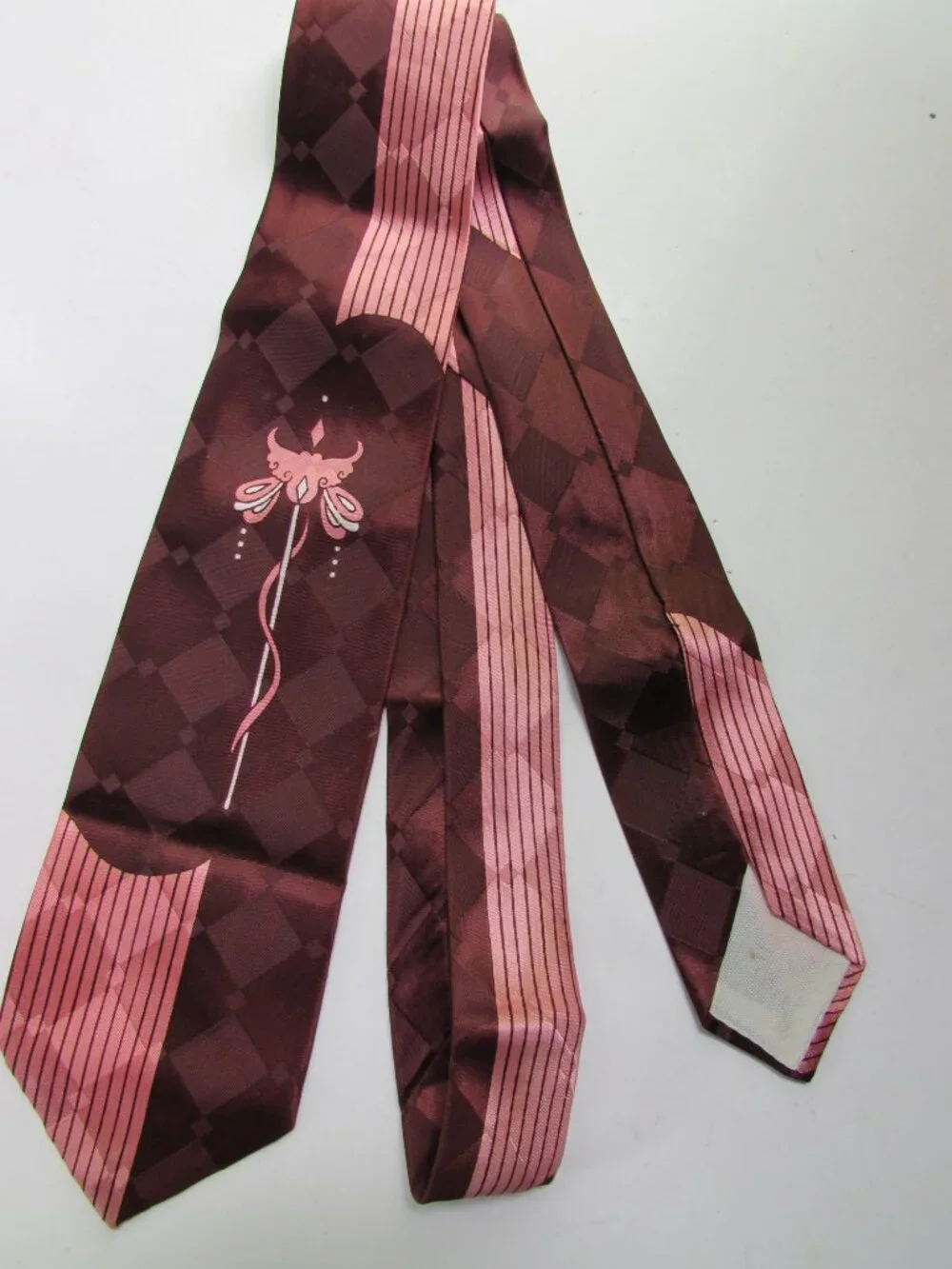 Vintage Men's Neck Tie 1960 Era Chocolate Brown & Pepperberry Unisex Design